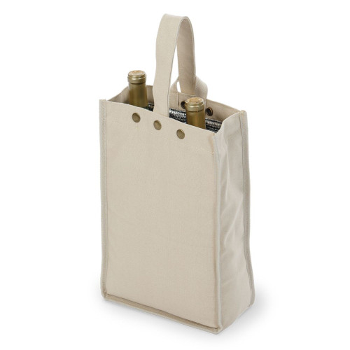 14" White Insulated Double Bottle Bag - IMAGE 1