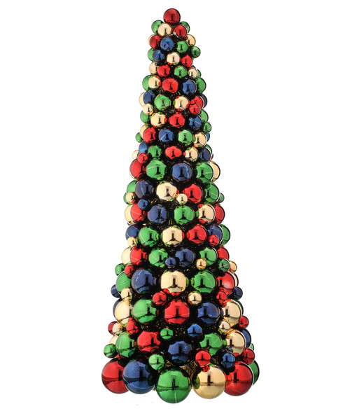 24" Multi Color Shatterproof Mixed Ball Cone Christmas Tree - IMAGE 1