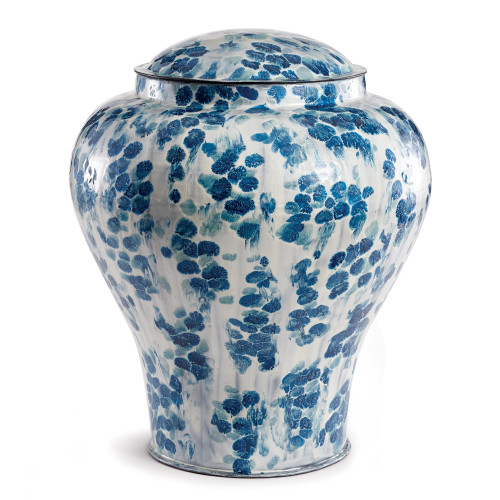 Tall Floret Lidded Urn Shaped Vase - 22.75" - Blue and White - IMAGE 1