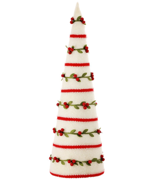 18" Berry Vine Frosted Christmas Cone Tree Tabletop Decoration - IMAGE 1