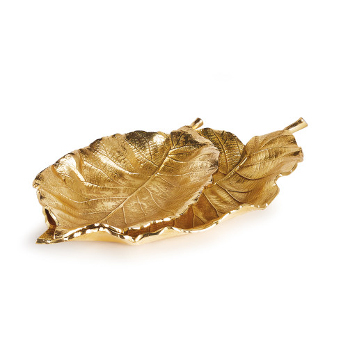 Leaf Shaped Trays - 8.75" - Gold - Set of 2 - IMAGE 1