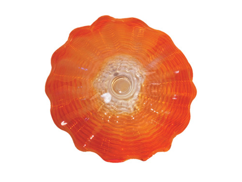 20" Red and Amber Hand-Blown Favrile Art Swirling Plate Rim Wall Décor - IMAGE 1