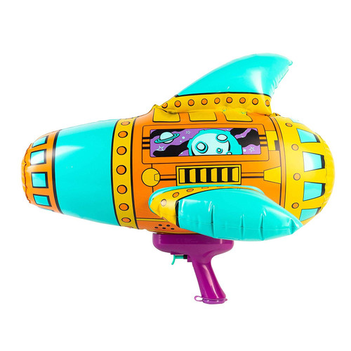 20" Teal, Orange and Purple Inflatable Spaceship Water Blaster - IMAGE 1
