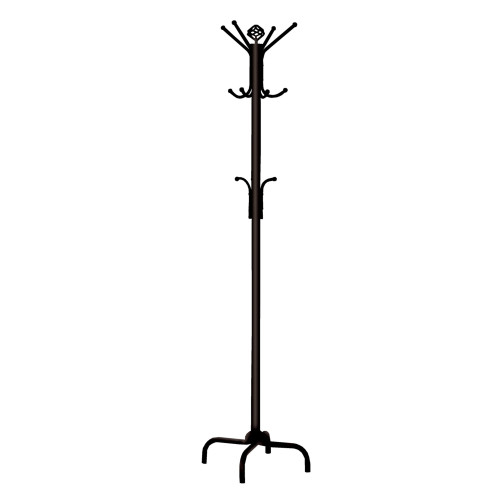 70" Black Metallic Finish Contemporary Coat Rack with Hanging Hooks - IMAGE 1