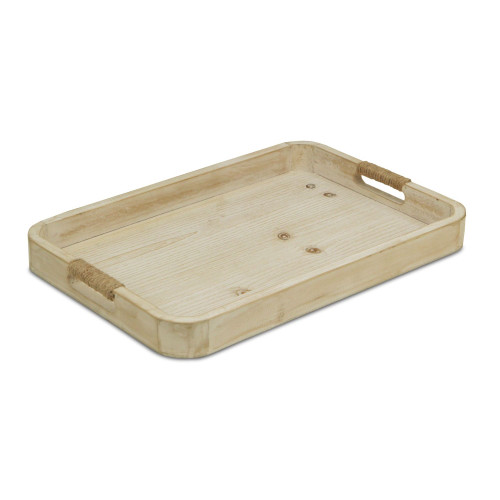 17.25" White Curved Tray with Covered Rope Handles - IMAGE 1