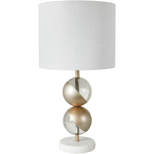 23" Polished Crystal Table Lamp with White Drum Shade - IMAGE 1