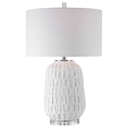 Organic Grid Table Lamp with White Drum Shade - 26.5" - White - IMAGE 1