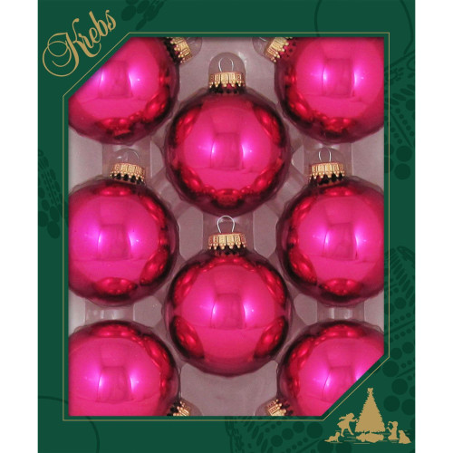 8ct Cabernet Pink Shiny Christmas Ball Ornaments 2.5" (67mm) - IMAGE 1