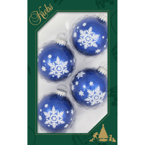 4ct Blue and White Snowflakes Glitter Christmas Ball Ornaments 2.5" (67mm) - IMAGE 1
