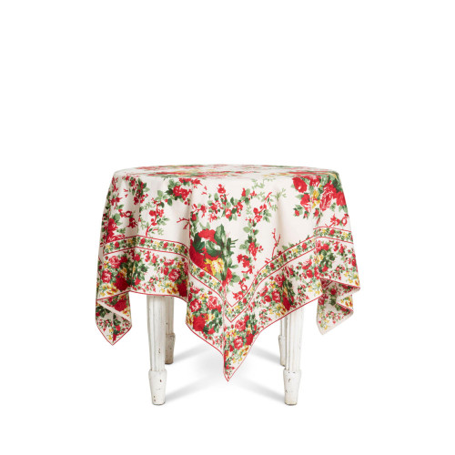 120" Red and White Cottage Tablecloth - IMAGE 1