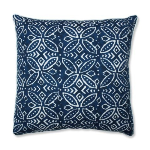 25" Blue and White UV Resistant Outdoor Patio Square Floor Pillow - IMAGE 1