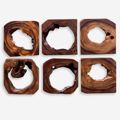 Handcrafted Wooden Wall Decoration - 12" - Set of 6 - IMAGE 1