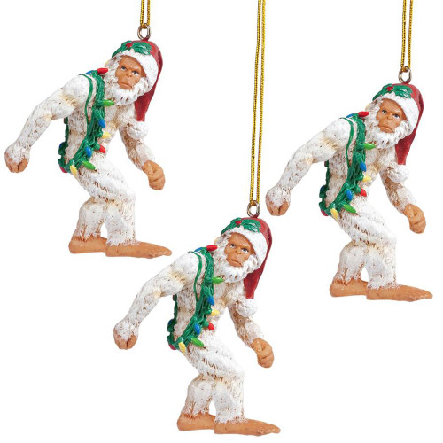 Bigfoot the Abominable Snowman Yeti Christmas Ornaments - 3" - Set of 3 - IMAGE 1