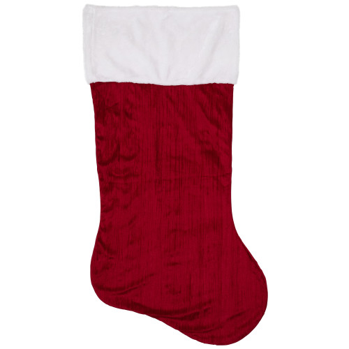 50" Red and White Jumbo Velveteen Christmas Stocking - IMAGE 1
