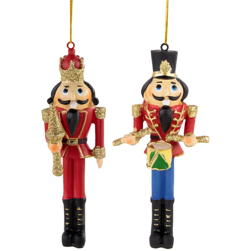 Set of 2 Nutcracker King and Soldier Christmas Ornaments 5.75" - IMAGE 1