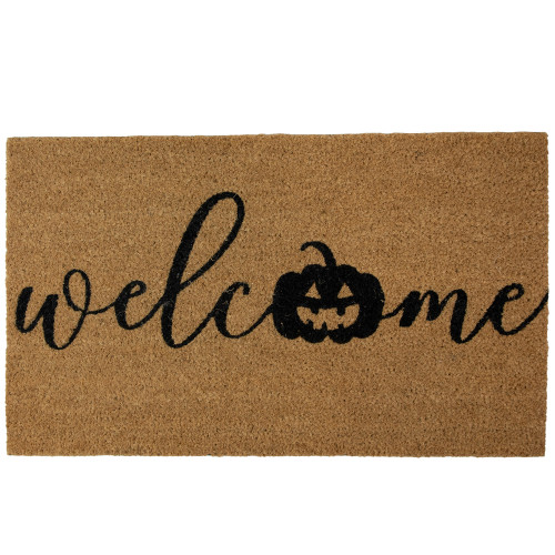 Natural Coir Pumpkin "Welcome" Halloween Doormat - 18" x 30" - IMAGE 1