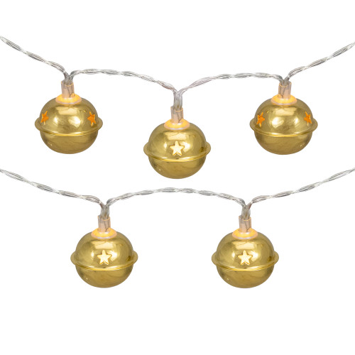 LED Christmas Bells Fairy Lights - 5.5' - Copper Wire - Gold - 10ct - IMAGE 1