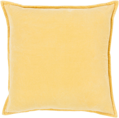 22" Golden Yellow Square Throw Pillow with Velvet Flange - IMAGE 1