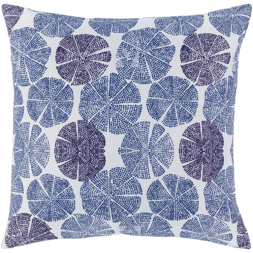 18" White and Blue Batik Digitally Printed Square Throw Pillow Cover - IMAGE 1