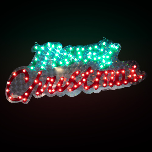 LED Lighted Holographic Merry Christmas Sign Outdoor Decoration - 42" - Multi Lights - IMAGE 1