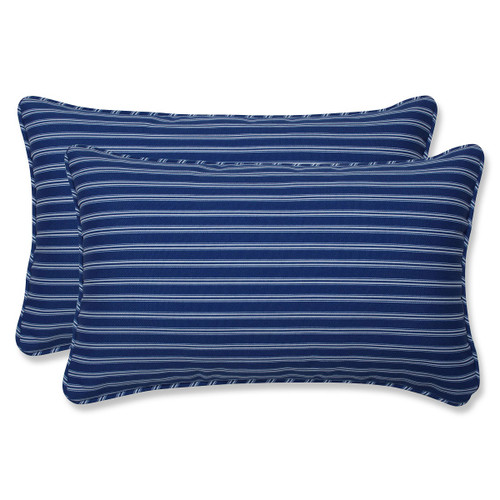 Striped UV-Resistant Outdoor Patio Lumbar Throw Pillows - 18.5" - Set of 2 - IMAGE 1