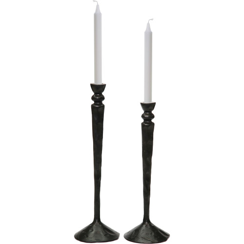 Set of 2 Black Traditional Candle Holders 17" - IMAGE 1