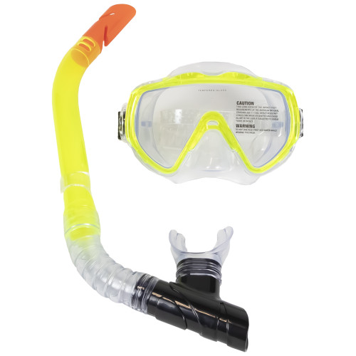 Neon Yellow Sea Searcher Thermotech Mask and Snorkel Set for Youth and Adults - IMAGE 1