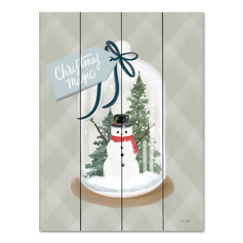 White and Gray Christmas Magic Snow Globe Rectangular Wall Art Decor 16" x 12" - IMAGE 1