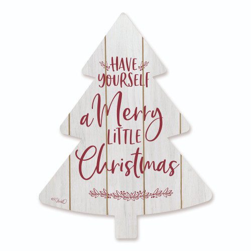 18" White and Red "Merry Little Christmas" Hanging Tree Wall Decor - IMAGE 1