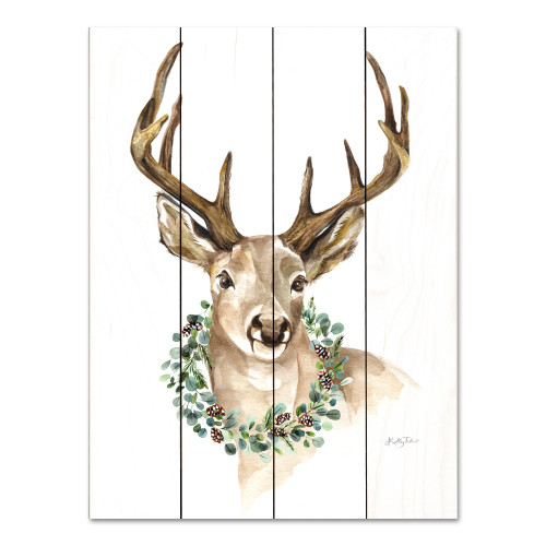 Brown and Green Woodland Deer Christmas Rectangular Wall Art Decor 16" x 12" - IMAGE 1
