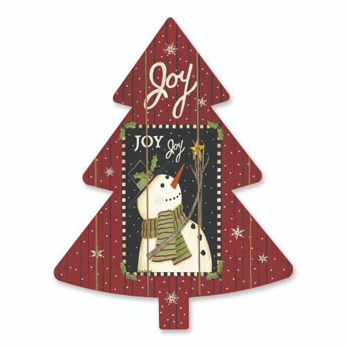 18" Red and White "Joy JOY Joy" Christmas Tree Wall Hanging - IMAGE 1