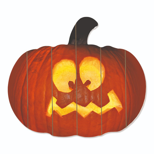 17" Orange and Yellow Spooked Jack O-Lantern Hanging Pumpkin Halloween Wall Decor - IMAGE 1