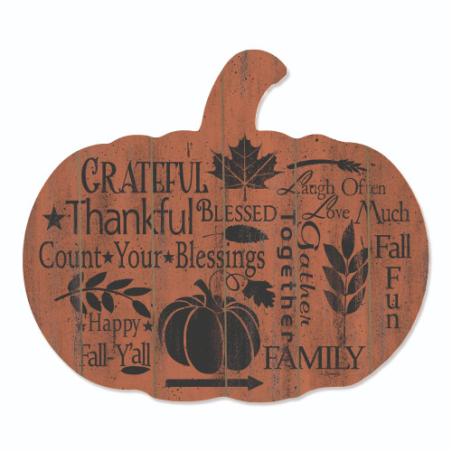 17" Orange and Black Fall Sentiments Pumpkin Hanging Thanksgiving Wall Decor - IMAGE 1