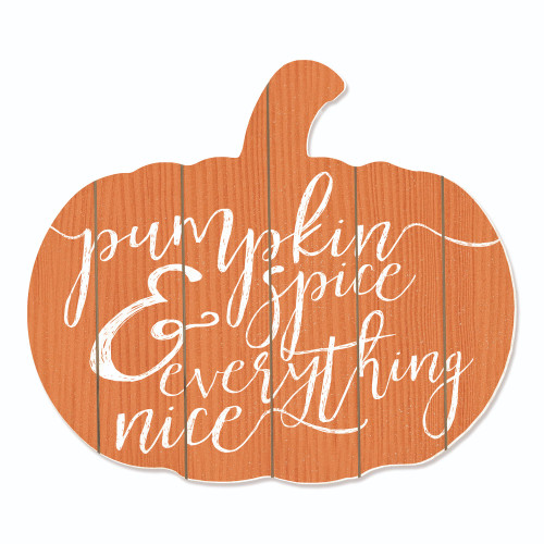 17" Orange and Ivory "Pumpkin Spice and Everything Nice" Hanging Thanksgiving Wall Decor - IMAGE 1