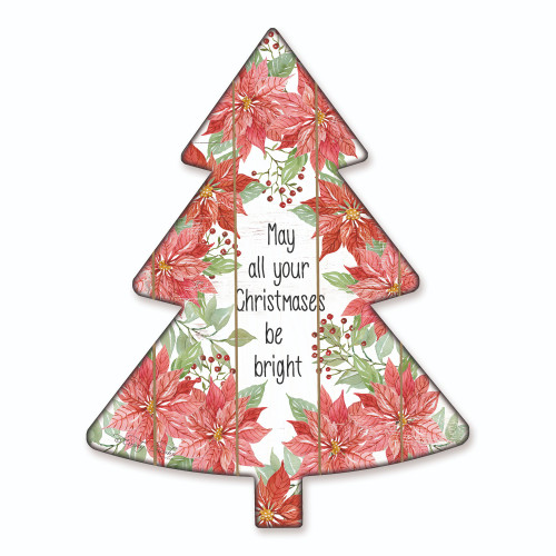 18" Red and Green "May all your Christmases be Bright" Hanging Tree Wall Decor - IMAGE 1