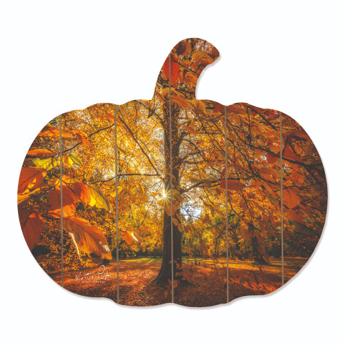17" Yellow and Orange Autumn Leaves Hanging Pumpkin Thanksgiving Wall Decor - IMAGE 1