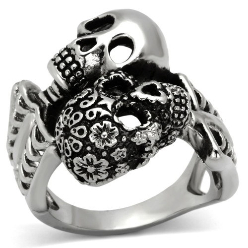Men's Double Skull Stainless Steel Shaped Ring - Size 10 (Pack of 2) - IMAGE 1