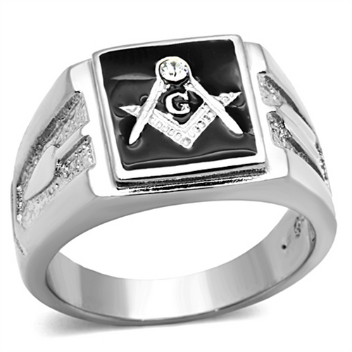Men's Stainless Steel Ring with Crystal- Size 10 (Pack of 2) - IMAGE 1
