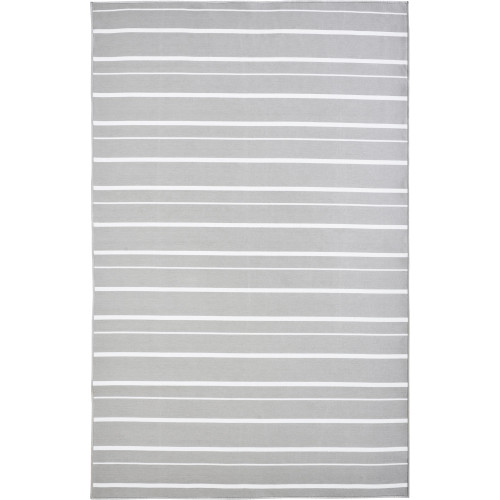 9' x 12' Gray and White Striped Rectangular Outdoor Area Throw Rug - IMAGE 1