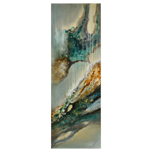 Green and Brown Abstract Rectangular Wall Art 20" x 60" - IMAGE 1