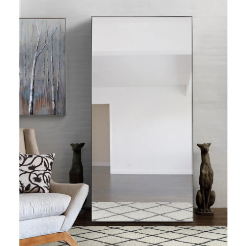 Full Length Framed Rectangular Wall Mirror - 60" - Matte Black Finish - IMAGE 1