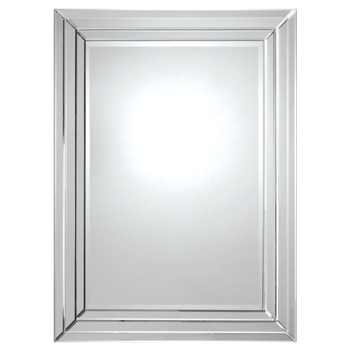 48" Clear Polished Framed Beveled Rectangular Wall Mirror - IMAGE 1
