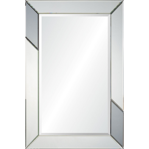 36" Gray Glass Framed Beveled Rectangular Wall Mirror - IMAGE 1