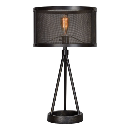 27" Black Tripod Table Lamp with Wire Mesh Shade - IMAGE 1