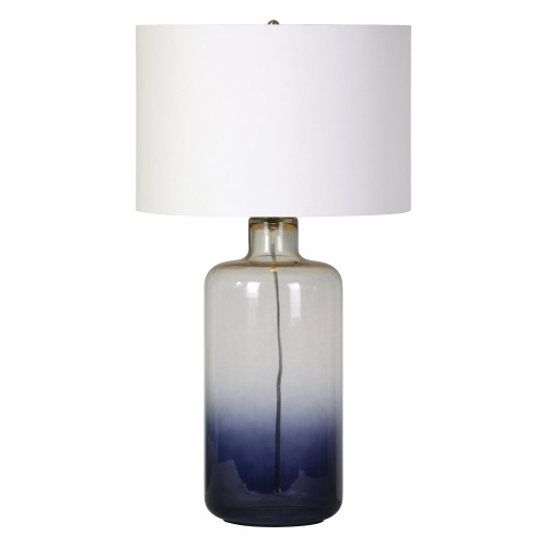 28" Blue Ombre Glass Table Lamp with White Drum Shade - IMAGE 1