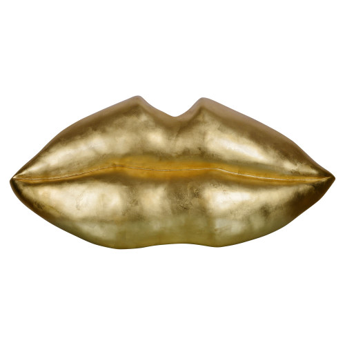 Gold Leaf Finished Unframed Kiss Lips Wall Decor 23" x 49" - IMAGE 1