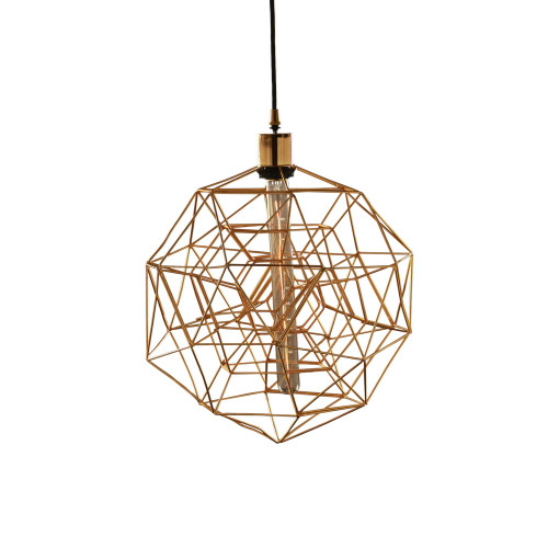 15" Gold and Black Geometric Ceiling Pendant Light - IMAGE 1