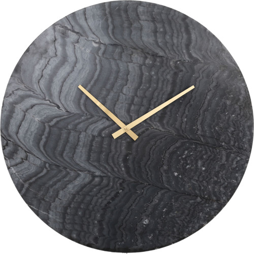 24" Charcoal Gray Marble Design Round Wall Clock - IMAGE 1