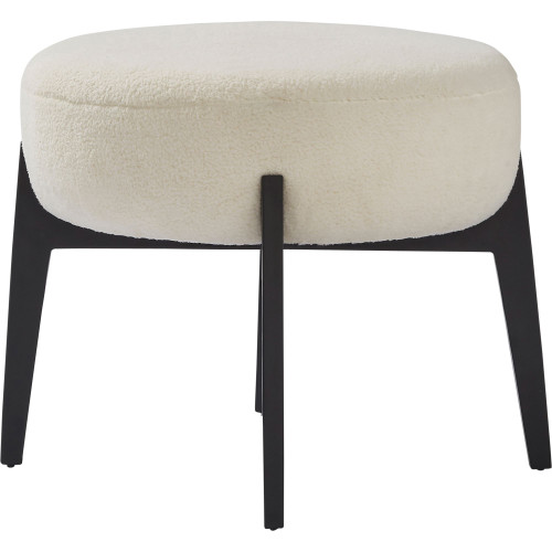 20" White and Black Powder Coated Round Stool - IMAGE 1