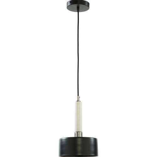 12.25" Matte Black and White Marble Classic Ceiling Light Fixture - IMAGE 1